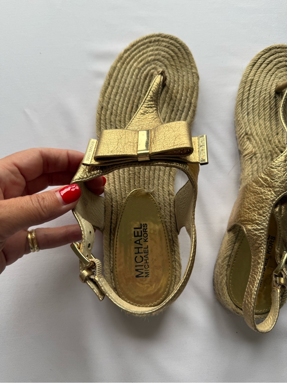 Michael Kors Metallic Gold Bow Slingback Espadrille